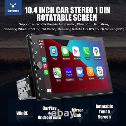 10.4 Car Stereo Apple Carplay Radio Bluetooth Single 1 Din Touch Screen Player