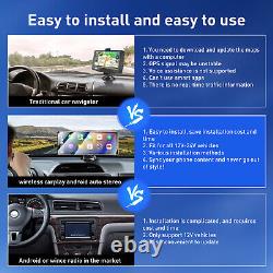 10 Portable Car Stereo FM Radio Apple Carplay/Android Auto IPS Touch Screen AHD