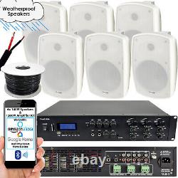 1200W LOUD Outdoor Bluetooth System 6x White Speaker Weatherproof Music Player
