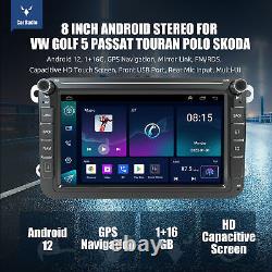 8 Car Stereo Radio Android 12 RDS/FM GPS NAV For VW GOLF MK5 6 Touran Polo +CAM