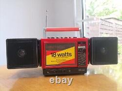 Akai PJ11 Radio Cassette Stereo Recorder Red Rotating Speakers. Collectble