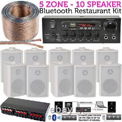 Bar Home White Bluetooth Wall Speaker Systems Wireless Background Music Amp Kit