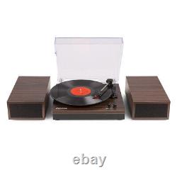Fenton RP165D Record Player with Speakers, Bluetooth, Dark Wood