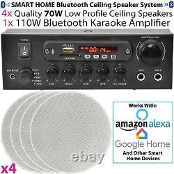 Home Restaurant 4x Ceiling Speaker Bluetooth Wireless Background Music Amp Kit