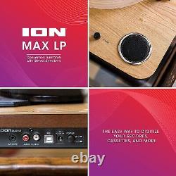 ION Audio Max LP Vinyl Record Player with Three Playback Speeds, Wood