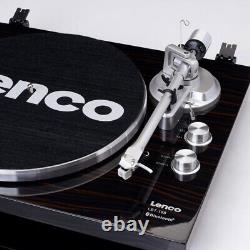 Lenco 42cm Aluminium Bluetooth Speaker Vinyl Record Player Turntable Walnut