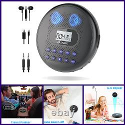 Portable CD Player with Dual Stereo Speakers, Rechargeable CD Player for Car