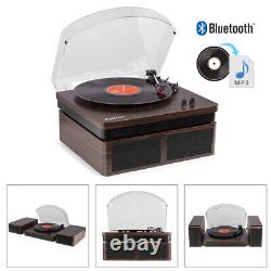 RP168DW Bluetooth Vinyl Record Player with Speakers, USB to MP3 Conversion