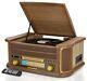 Record Player Cd Player Fm/am Radio Cassette With Speakers Usb Mcr-50 Light Wood