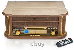 Record Player CD Player FM/AM Radio Cassette with Speakers USB MCR-50 Light Wood