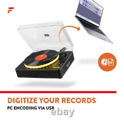 Record Player with Speakers, Bluetooth Headphones, LED Lights, USB RP162LED