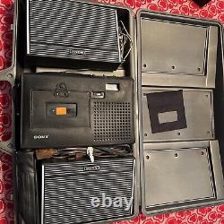 SONY TC-126 Portable Stereo Cassette Player Recorder Speakers Case Microphone