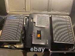 SONY TC-126 Portable Stereo Cassette Player Recorder Speakers Case Microphone