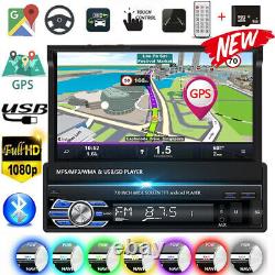 Single 1DIN Car Radio Stereo 7 Bluetooth MP5 Player GPS Sat Nav EU Map + Camera