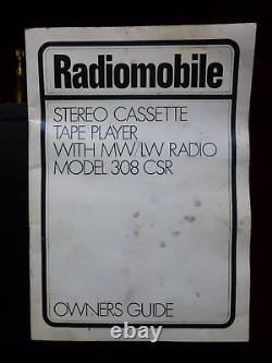 Vintage 1970s Radiomobile 308CSR Car Stereo Cassette Player Manual Speakers Box