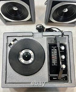 Vintage Sears Stereo Phono Record AM/FM Radio Speakers Rare- Original Manual
