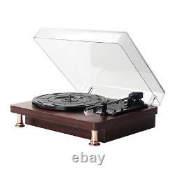 Vinyl Record Player Stereo Speaker Vintage Turntable Phonograph With Dust Cover