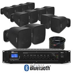 Wall Mounted Commercial Music System with 12x Fonestar Sonora-3TB Black Speakers