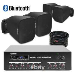 Wall Mounted Commercial Music System with 4x Fonestar Sonora-3TB Black Speakers