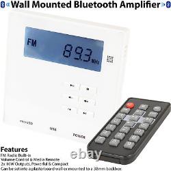 Wall Mounted Mini Bluetooth Amplifier & Black Wall Speakers Kit Stereo HiFi Amp